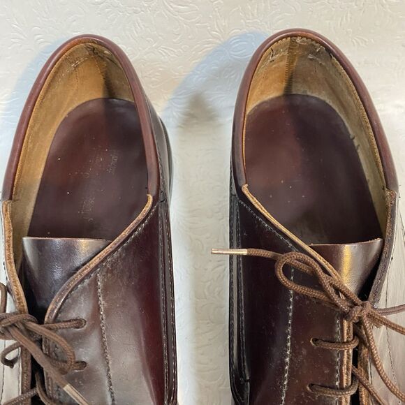 LL Bean Mens 14D Brown Leather Oxford Moc-Toe Shoes - Picture 4 of 15